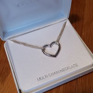 Sterling silver heart shaped multi chain necklace